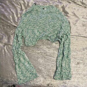 Divided by H&M Cropped Heather Green Sweater
